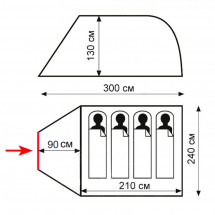 Палатка Totem Summer 4 Plus v2, зеленый (однослойная)