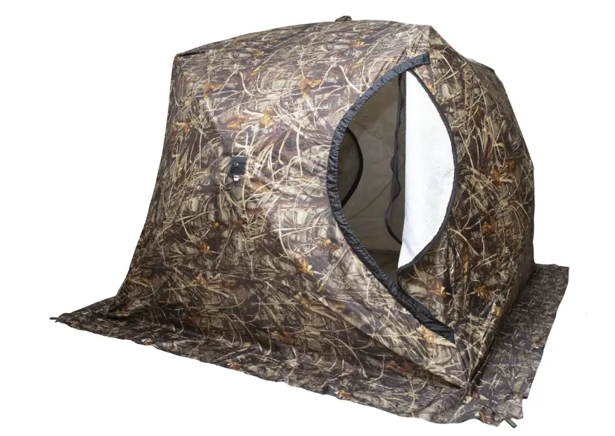 Палатка зимняя КУБ 4 камуфляж (трехслойная), с навесом, швы проклеены