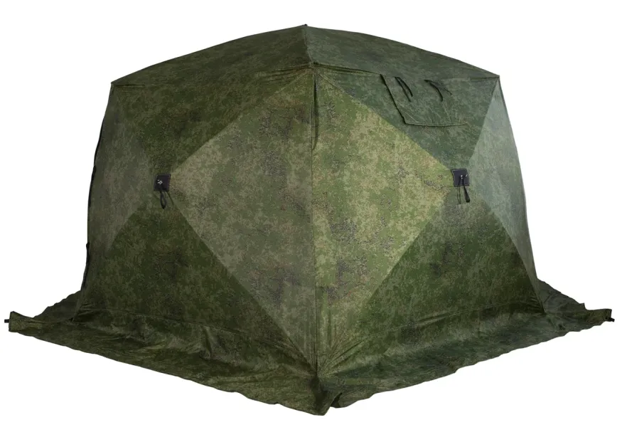 Палатка зимняя ЧУМ 2 (трехслойная, пиксель с выводом под трубу)